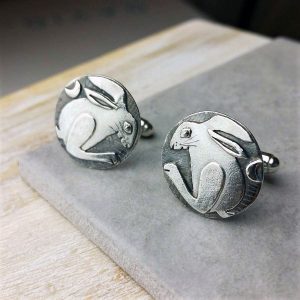 Country Hare Silver Cufflinks - adv122_hare