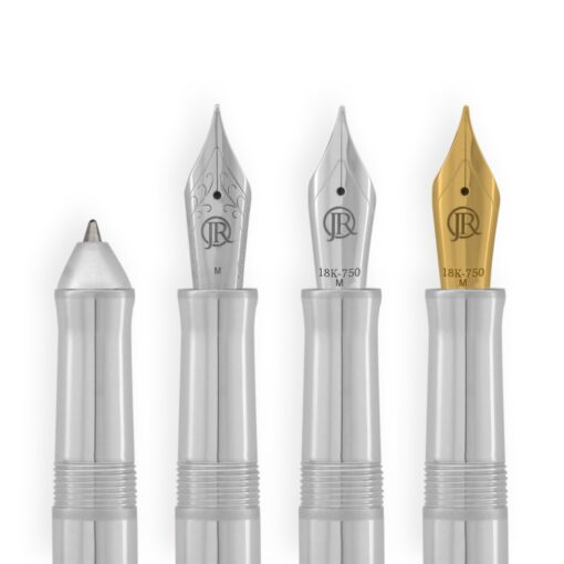 Jack Row Mirage Silver Pens all Writing Options. Handcrafted Luxury Silver Pen in Sterling Silver by British pen designer & silversmith Jack Row available on Artfull Expression.