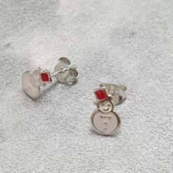 Silver Snowman Earrings