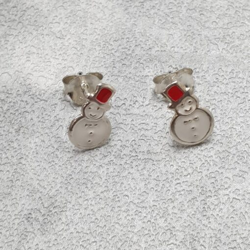 Silver Snowman Earrings
