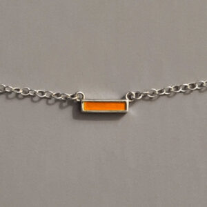 Orange Enamelled tiny pendant in silver