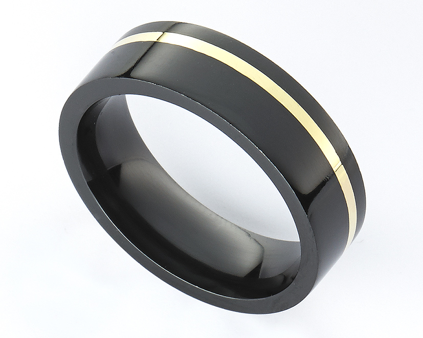 Gents Zirconium and Gold Wedding Ring from Artfull Expression. Jewellery Quarter, Birmingham, UK