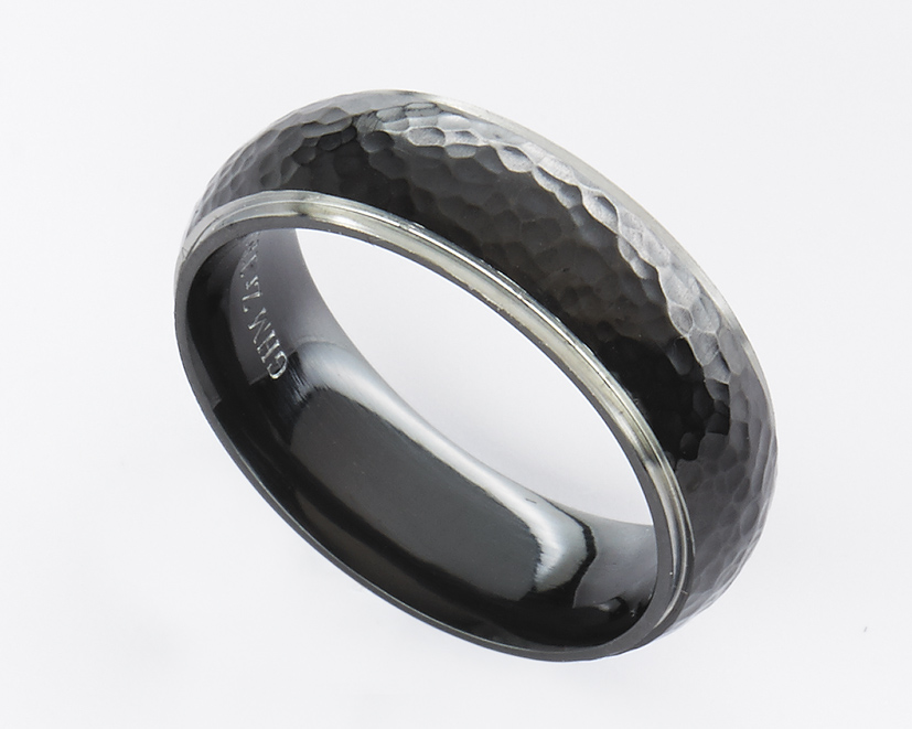 Hammered Zirconium Wedding Ring from Artfull Expression. Jewellery Quarter, Birmingham, UK